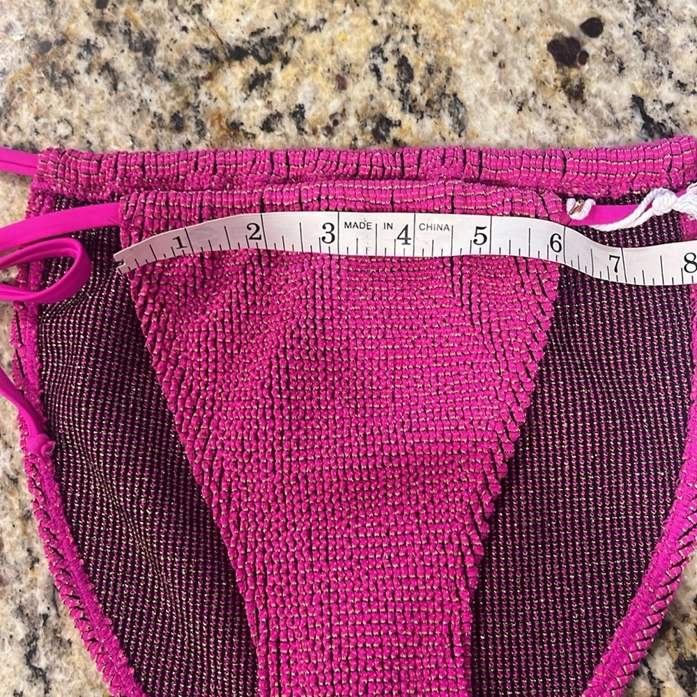 Good American Swim Always Fits Tiny Ties Metallic Bikini Bottoms - Picture 7 of 10